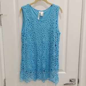 Simply Irresistable Crochet Overlay Sleeveless Top Size Xl